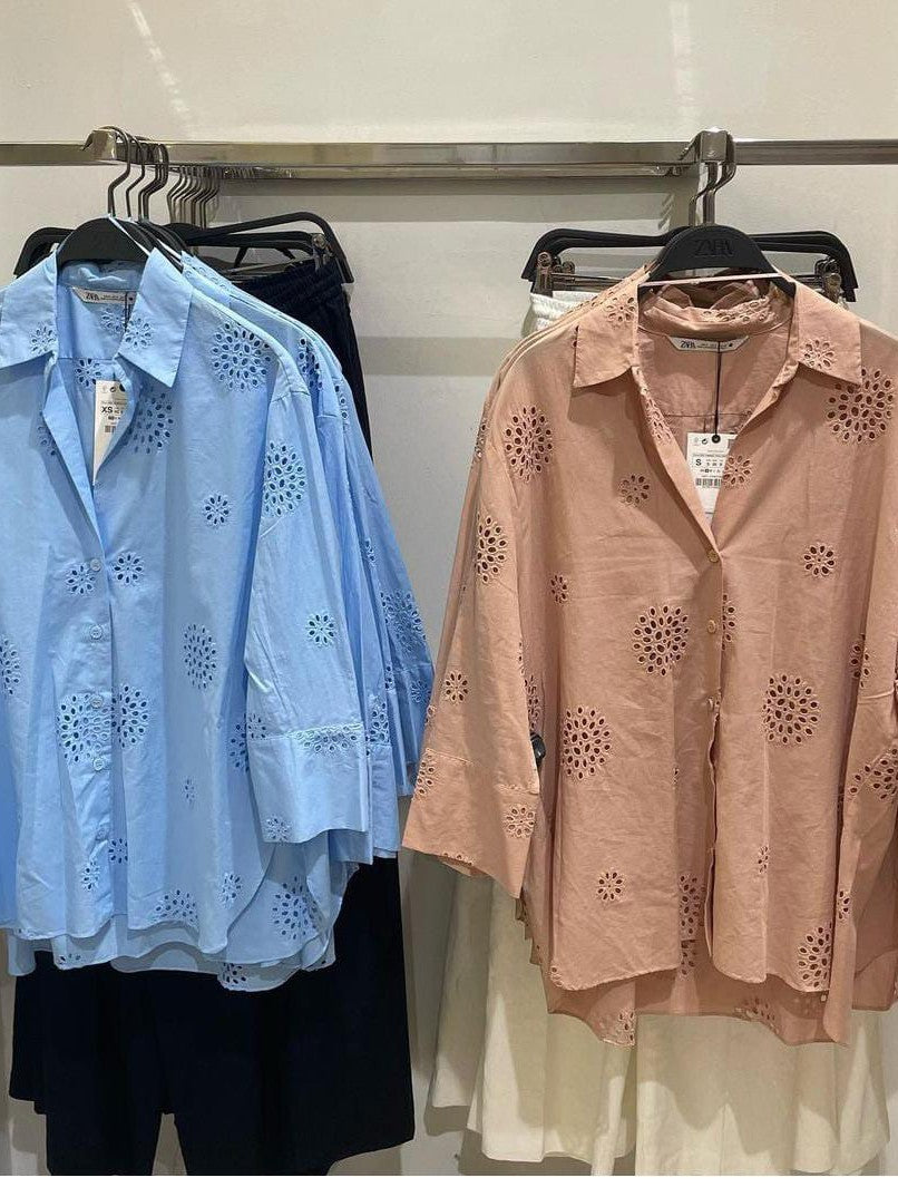 Cotton Hollow Out Shirt