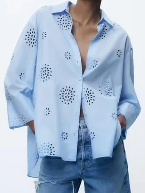 Cotton Hollow Out Shirt