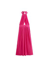 Pink Halterneck Cutout Slit Dress