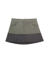 Green Pleated Short Skirt