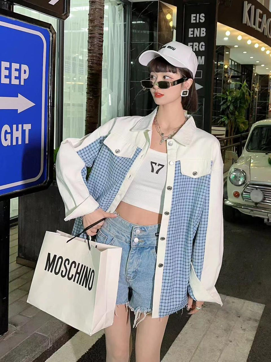 Gingham Print Shirt with Patch