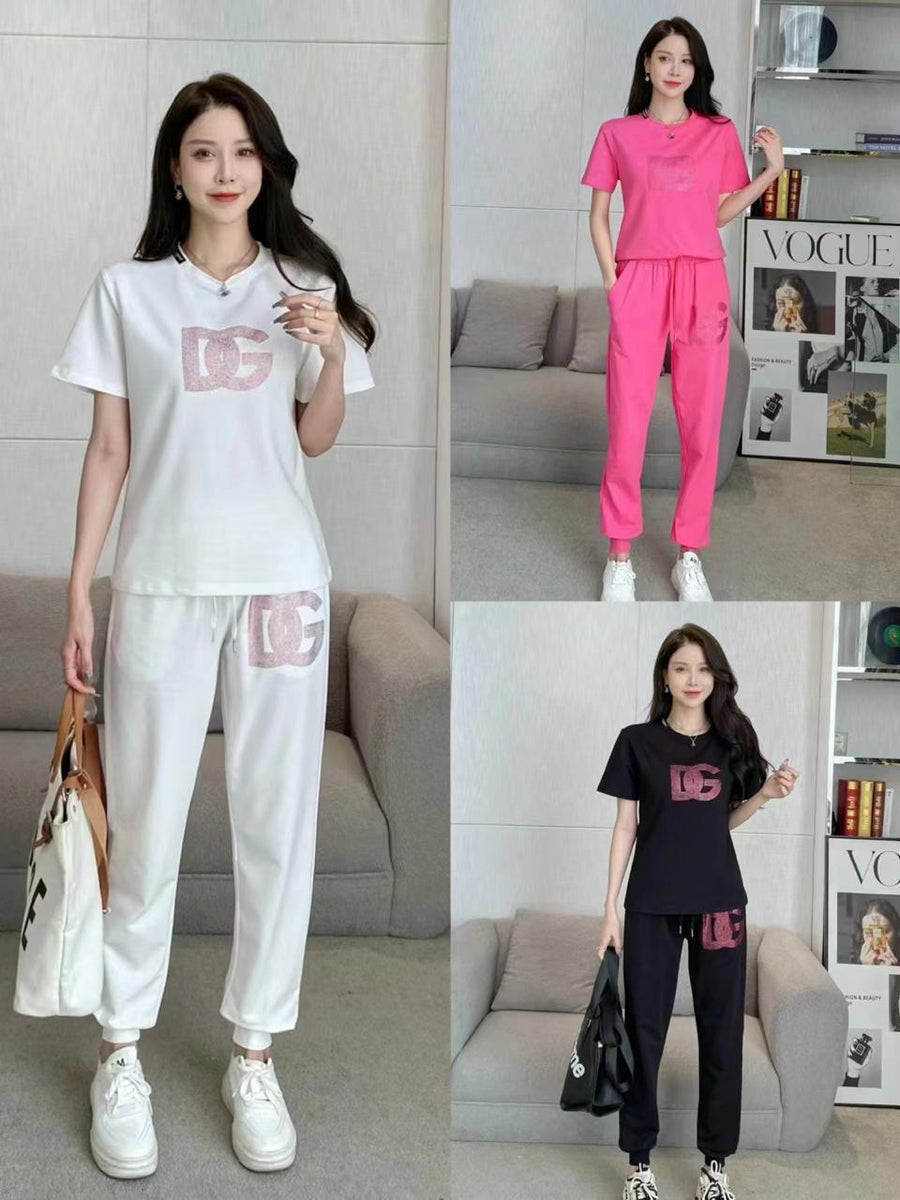 Print DG Short Sleeve Top & Pants Coord Set