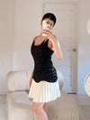 Black Velvet Boning Corset A Line PLeated Dress