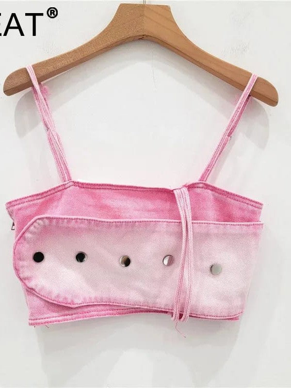 Spaggeti Strap Denim Wash Top