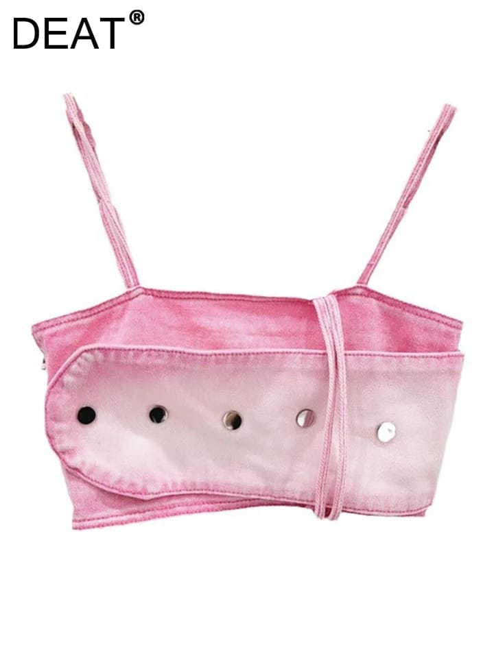 Spaggeti Strap Denim Wash Top