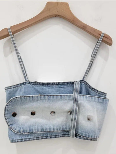 Spaggeti Strap Denim Wash Top