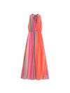 Tie Dye Halterneck Backless Maxi Dress