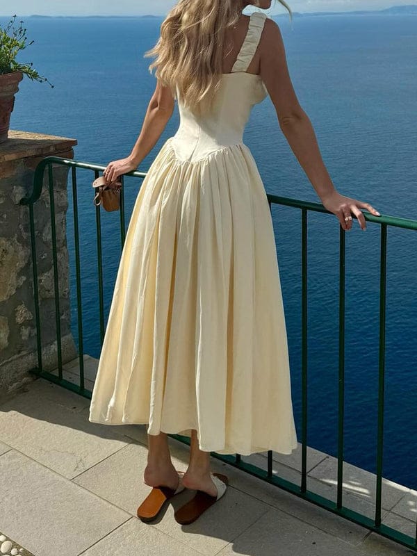 Ruched Flare Slit Maxi Dress