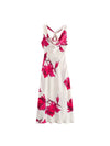 Floral Print Cowl Neck Backless Maxi Dress