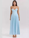 V Neck Bandeau Tube Pleated Maxi Dress