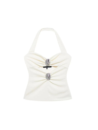 Halterneck Cutout Backless Shell Top