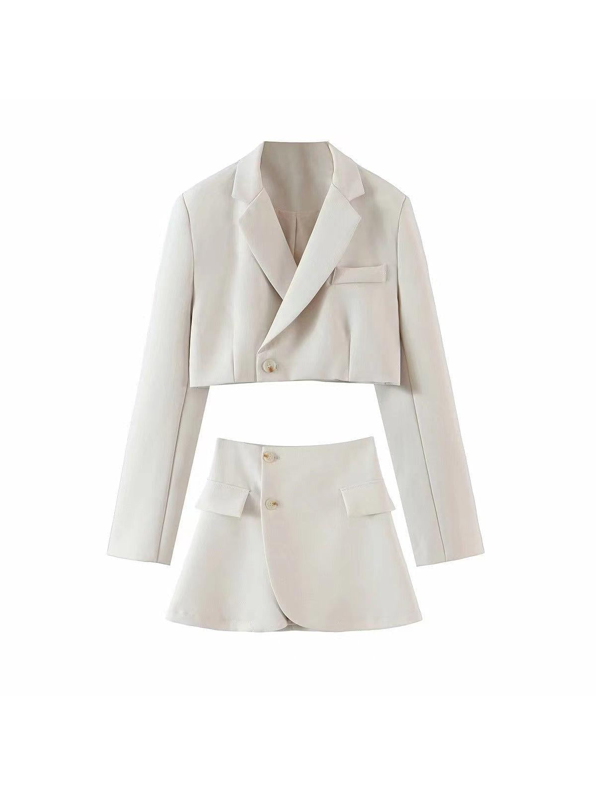 Crop Blazer & Wrap Skirt Coord Set