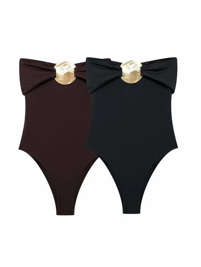 Round Brooch Tube Bodysuit