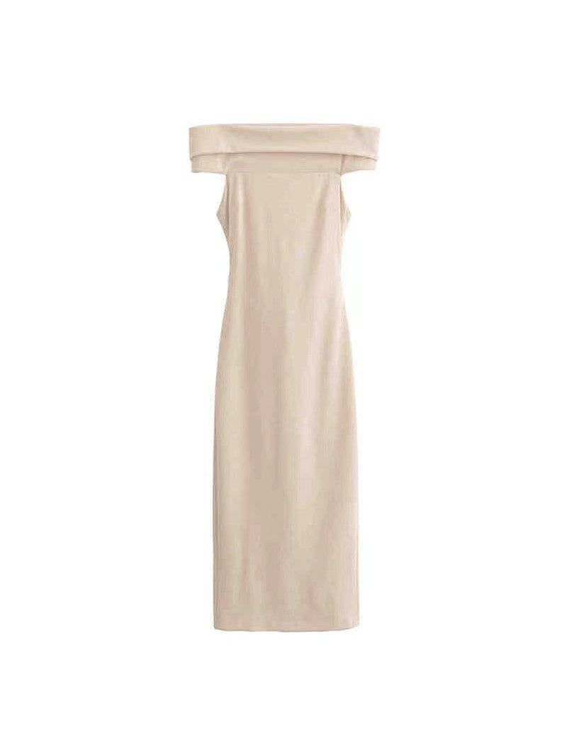 Bhane Off Shoulder Backless Tied Back Slit Dress