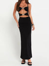 Butterfly Applique Halterneck Cutout Maxi Dress