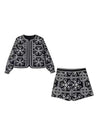 Printed Lantern Sleeves Jacket & Shorts Coord Set