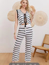 Striped Tied Vest Coat & Pant Coord Set