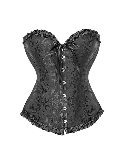 Jacquard Print Lace-up Corset Tube Top