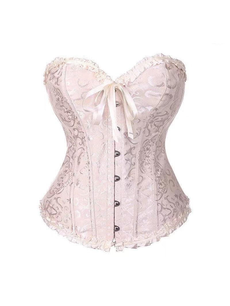 Jacquard Print Lace-up Corset Tube Top