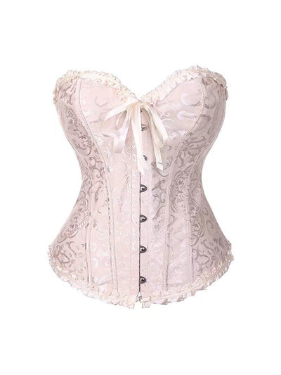 Jacquard Print Lace-up Corset Tube Top