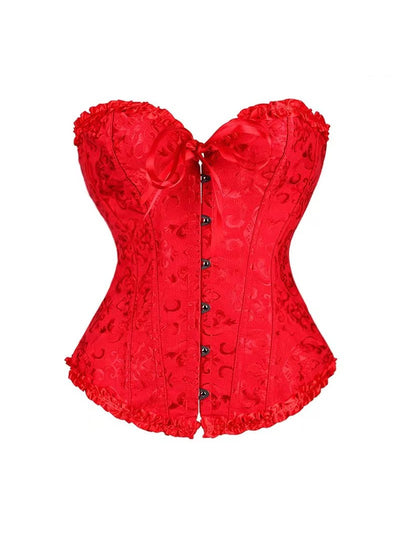 Jacquard Print Lace-up Corset Tube Top