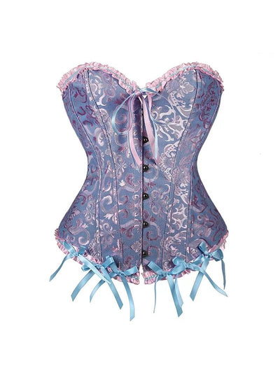 Jacquard Print Lace-up Corset Tube Top