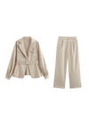 Puff Sleeves Blazer With Belt & Pant Coord Set