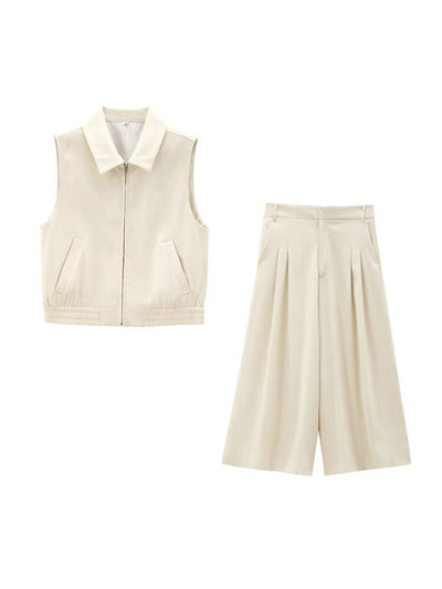 Sleeveless Waist Coat & Culotte Pant Coord Set