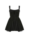 Shoulder Strap Square Neck Flare Short Dress