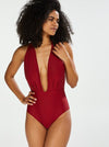 Deep Neck Ruched Swimsuit