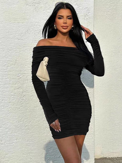 Asymmetric Ruched Bodycon Short Dress