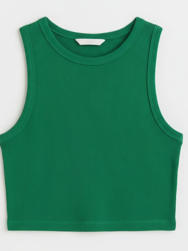 Sleeveless Ribbed Crop Tank Top
