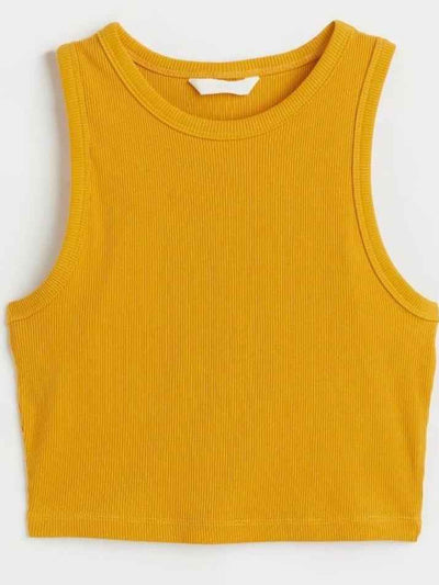 Sleeveless Ribbed Crop Tank Top