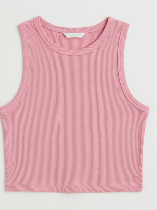 Sleeveless Ribbed Crop Tank Top