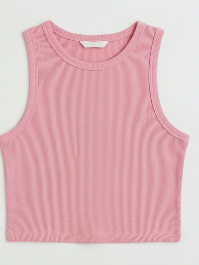 Sleeveless Ribbed Crop Tank Top