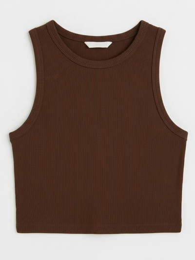 Sleeveless Ribbed Crop Tank Top