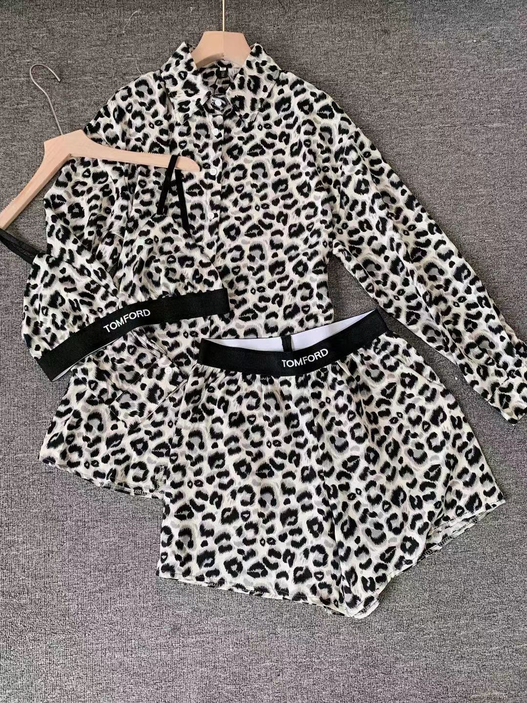 Animal Print TF 3 Piece Braletter Shorts & Shirt Coord Set