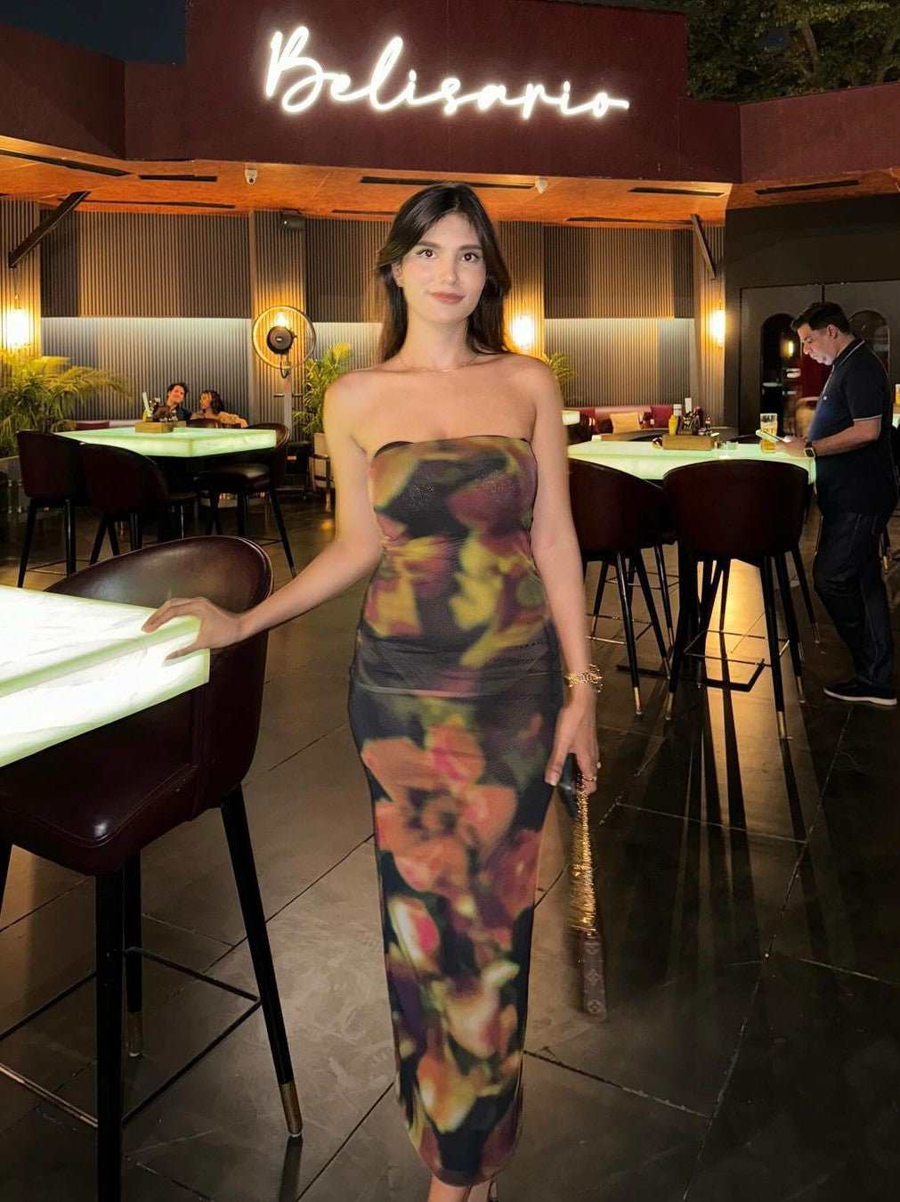 New Strapless Tie & Dye Print Tube Tulle Dress