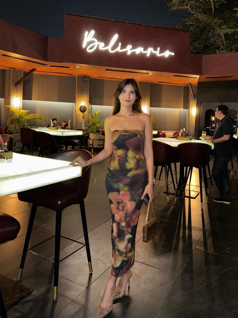 New Strapless Tie & Dye Print Tube Tulle Dress