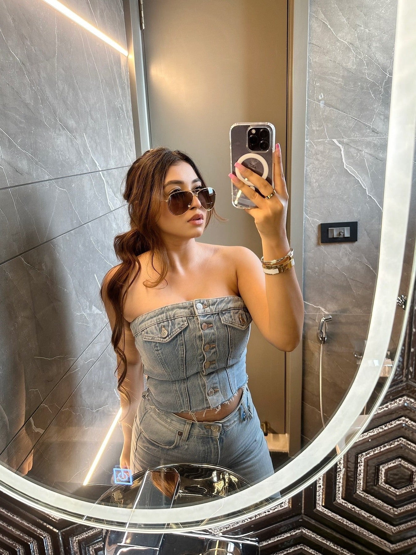 Blue Denim Corset Tube Top