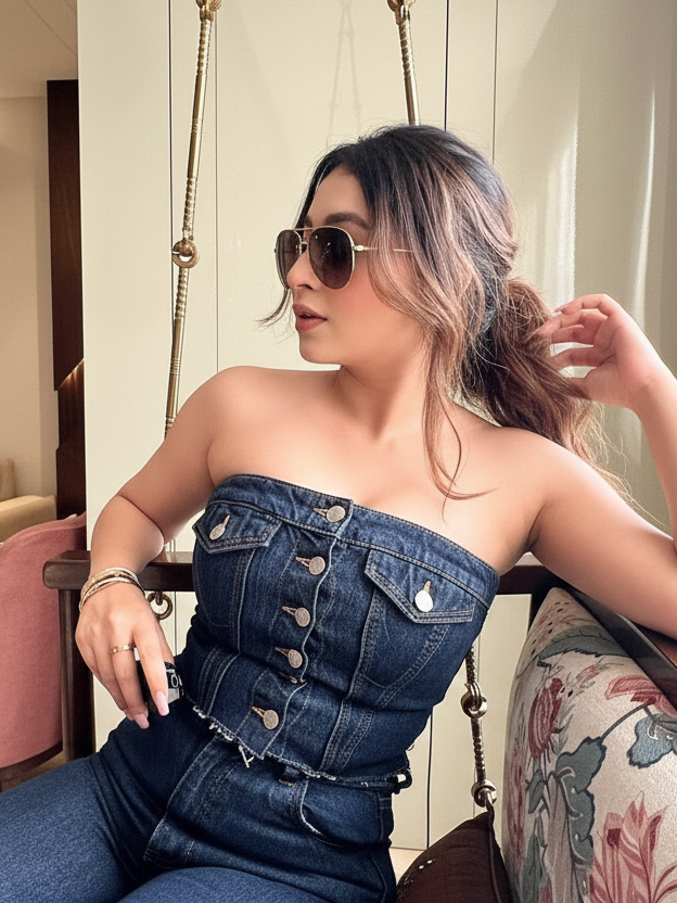 Blue denim corset tube top; strapless, on sale, EXCLUSIVES.