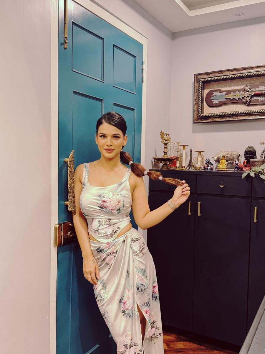 Tied Back Corset Top & Slit Skirt Coord Set