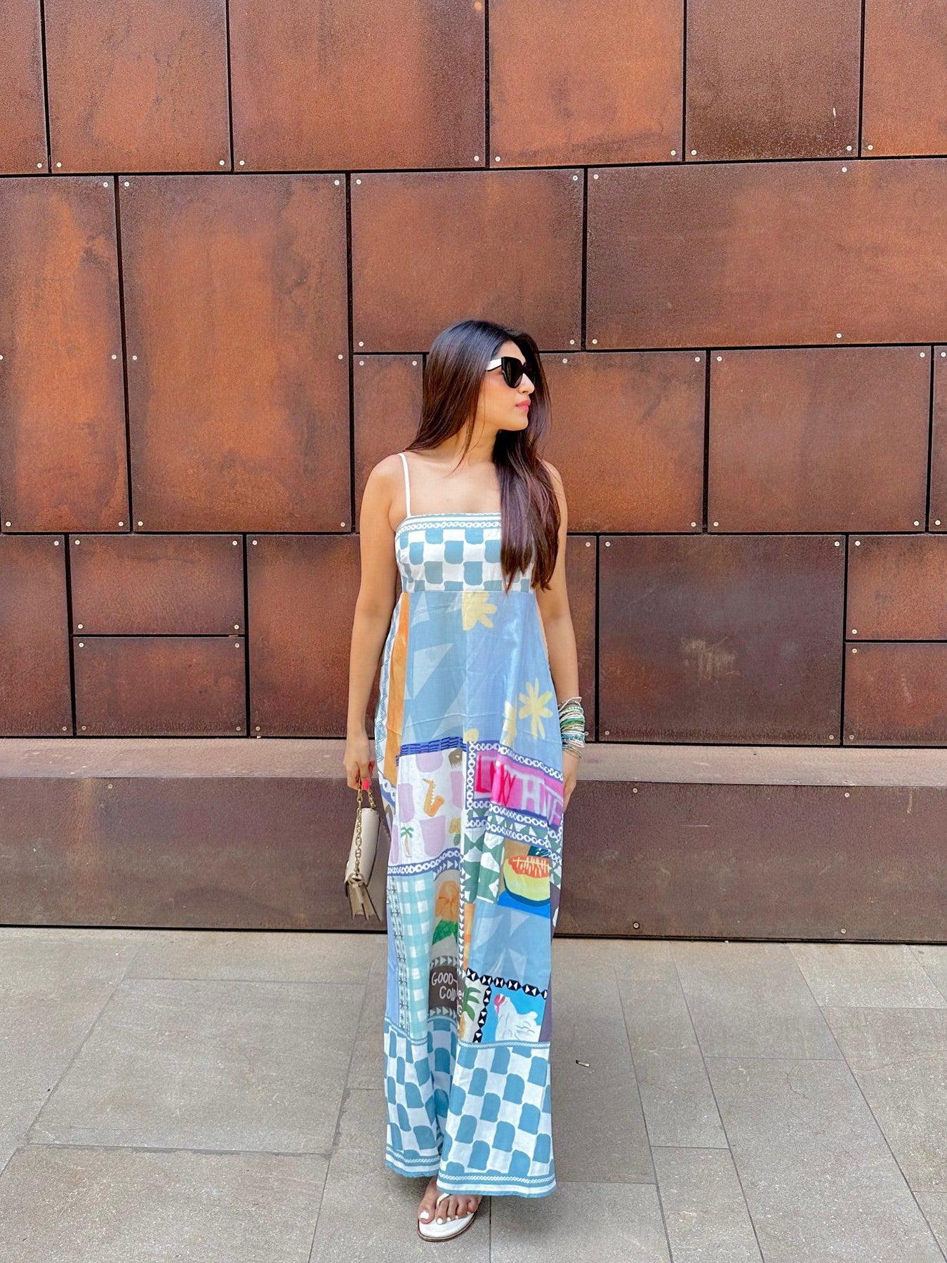 Boho Beach Print Sundress Dress