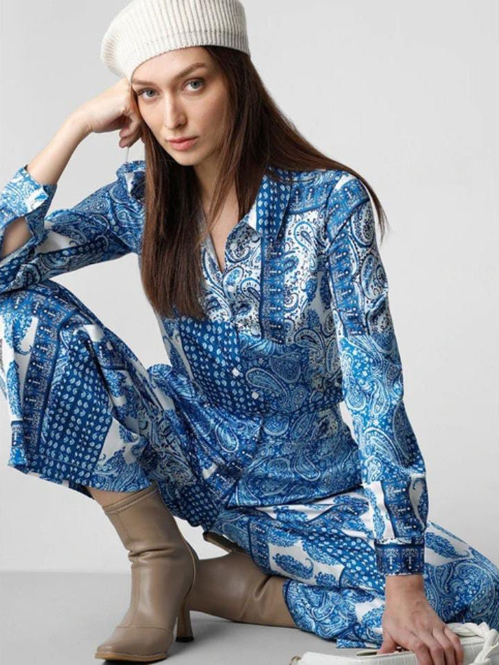 Paisley Print Shirt & Pant Coord Set