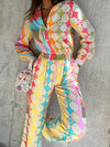 Abstract Printed Cargo Style Pant & Shirt Coord Set