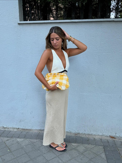 Deep V Neck Backless Maxi Dress