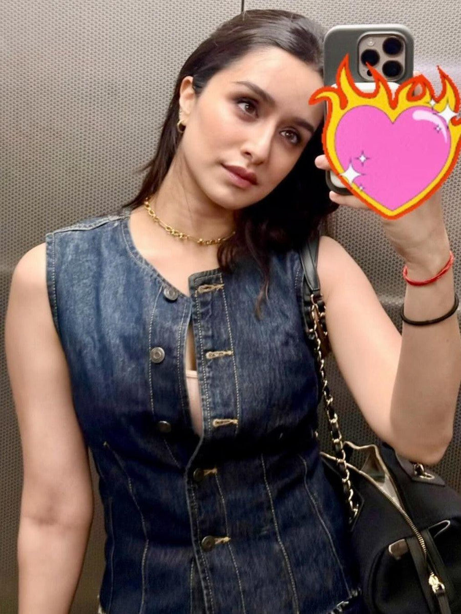 Sleeveless Roundneck Denim Vest Top