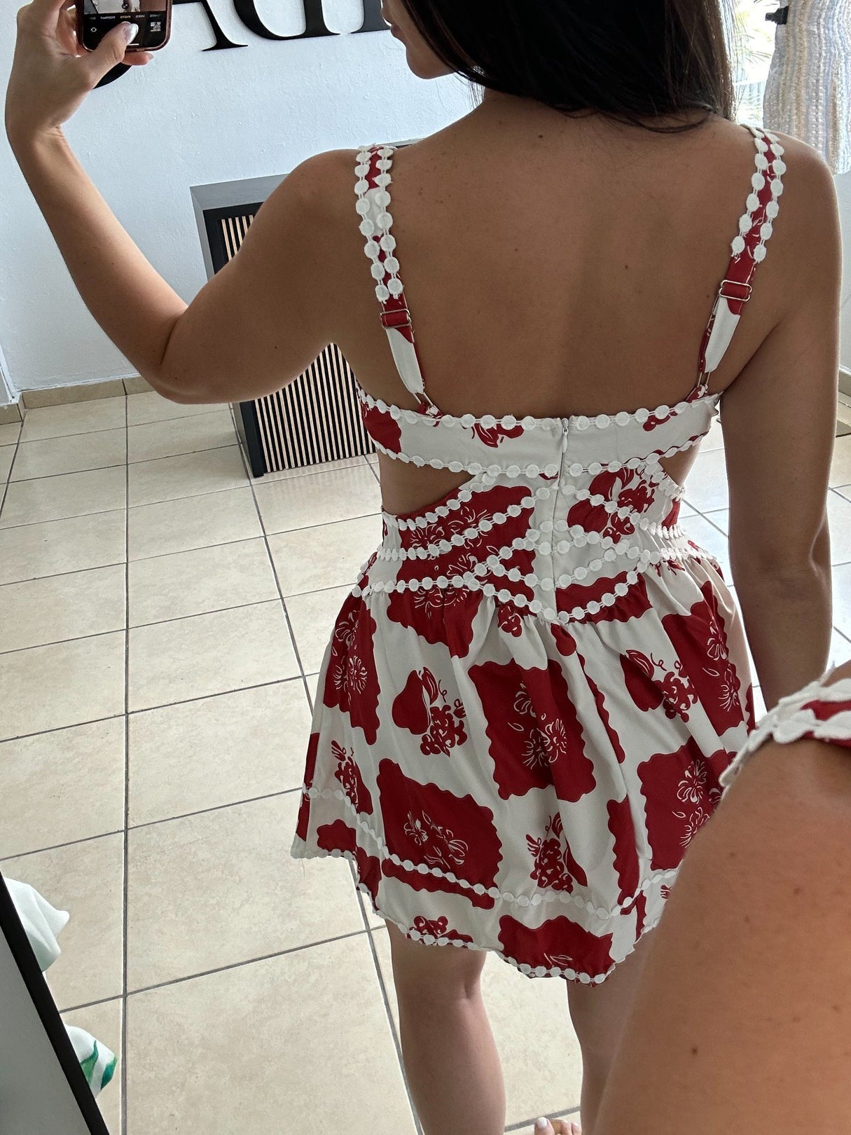 Pretty Lace Shoulder Strap Cutout Dress