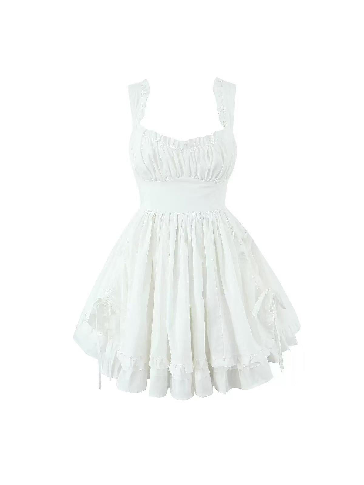 White Ruffle Short Dress