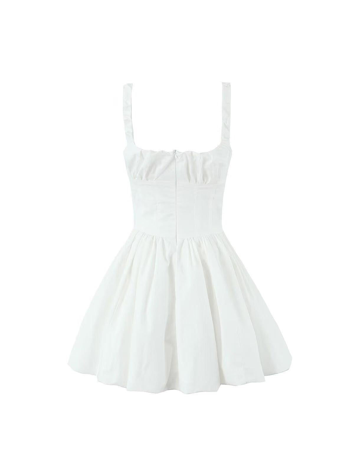 White Ruffle Short Dress